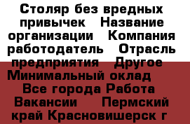 Столяр без вредных привычек › Название организации ­ Компания-работодатель › Отрасль предприятия ­ Другое › Минимальный оклад ­ 1 - Все города Работа » Вакансии   . Пермский край,Красновишерск г.